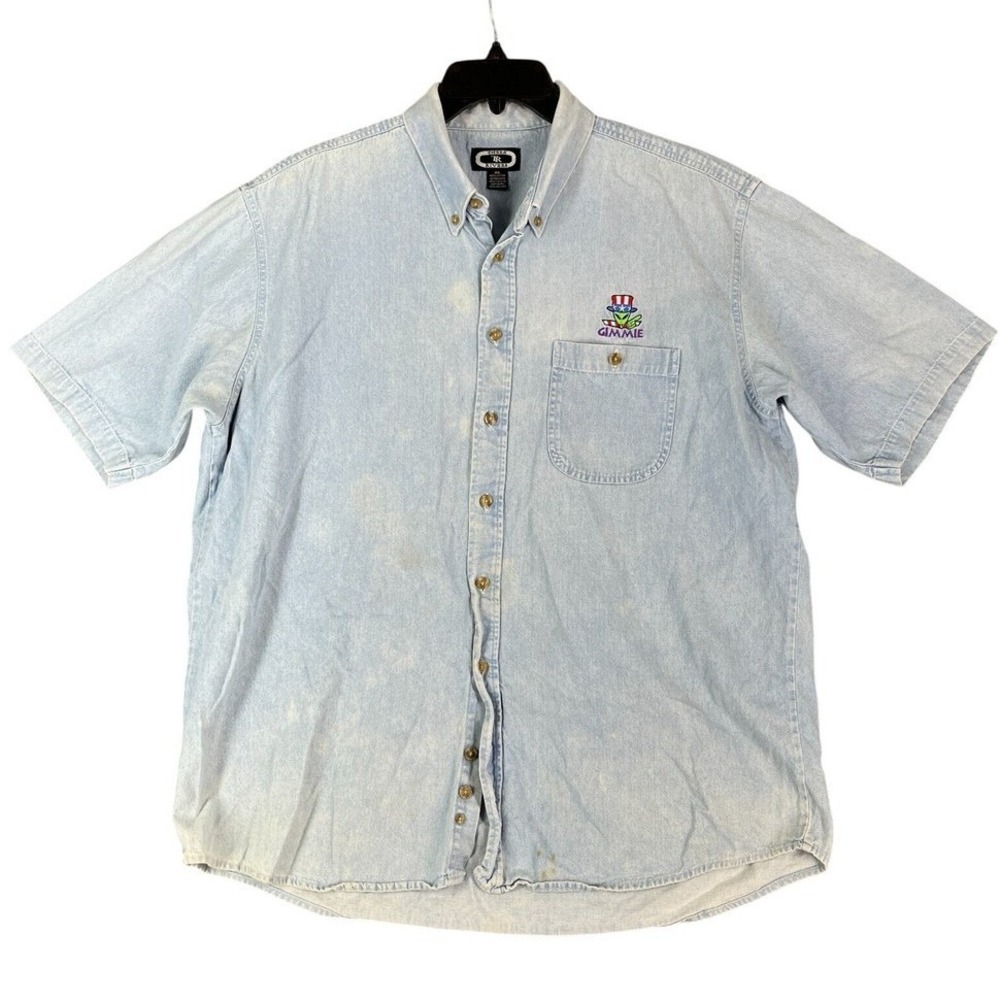 Three Rivers Denim Shirt Mens XL Alien Gimmie Graphic USA Vintage Y2K Streetwear